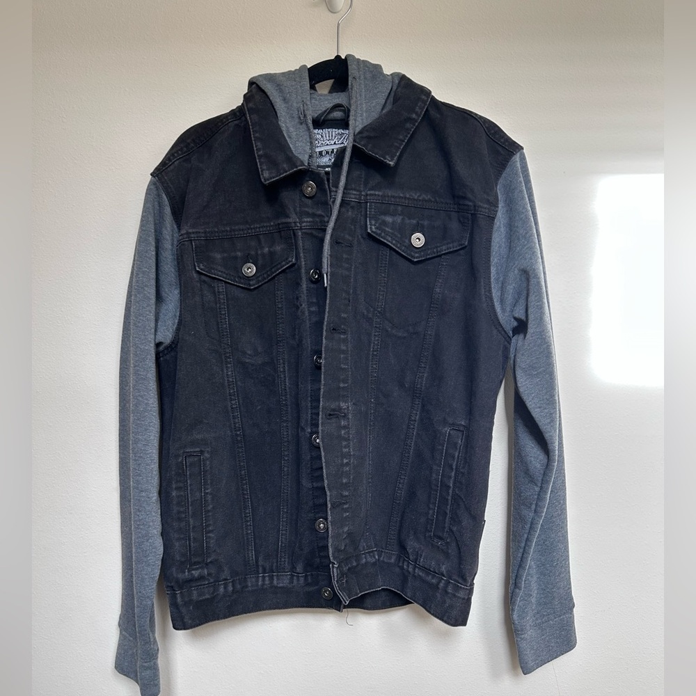 Brooklyn Cloth Black and Gray Hooded Denim Jacket